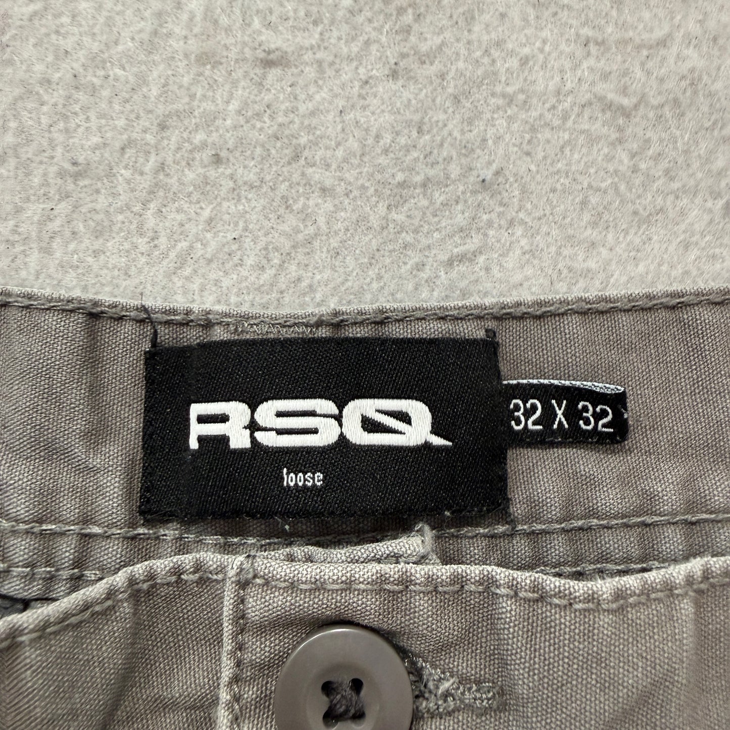 RSQ Mens Gray Loose Fit Canvas Cargo Utility Pant Pockets Baggy Workwear - 32x32