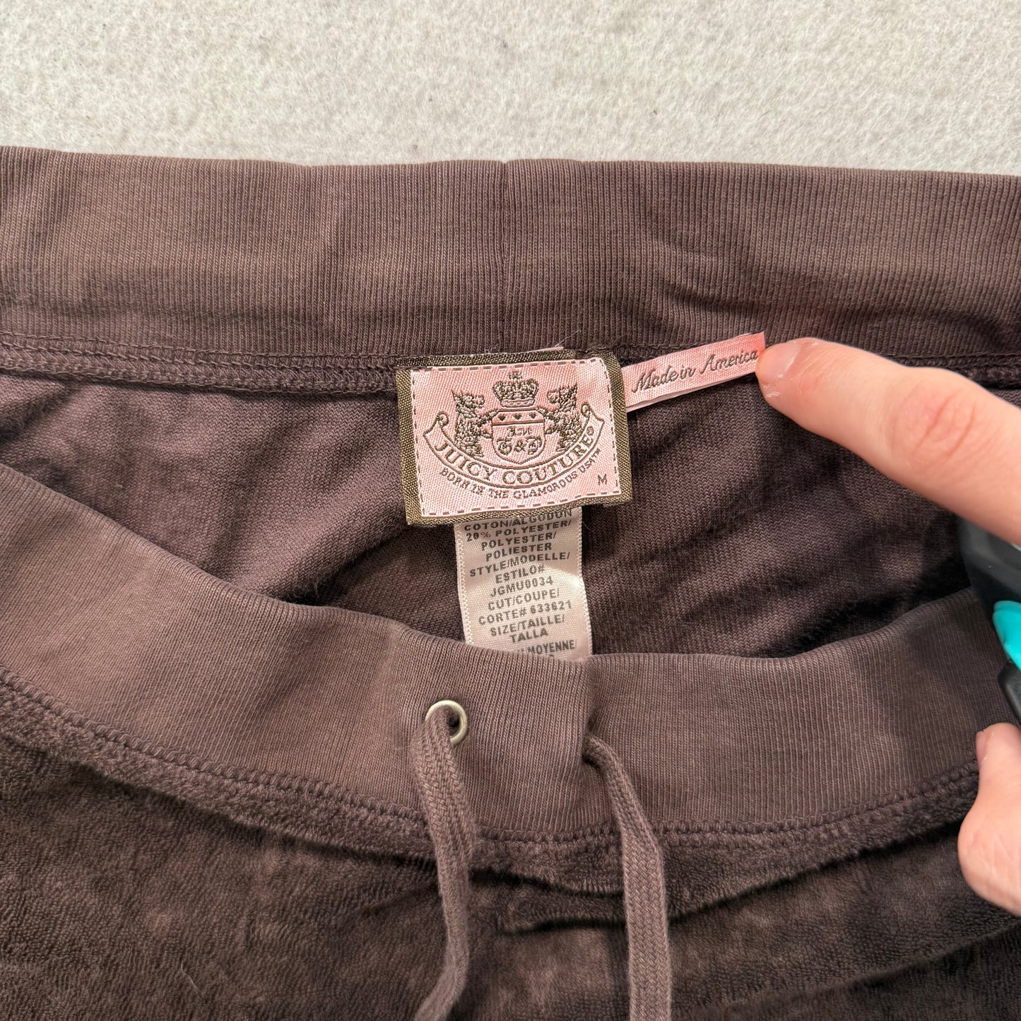 Juicy Couture Women's Brown Terry Cloth Wide Leg Capris Pant Drawstring Size M