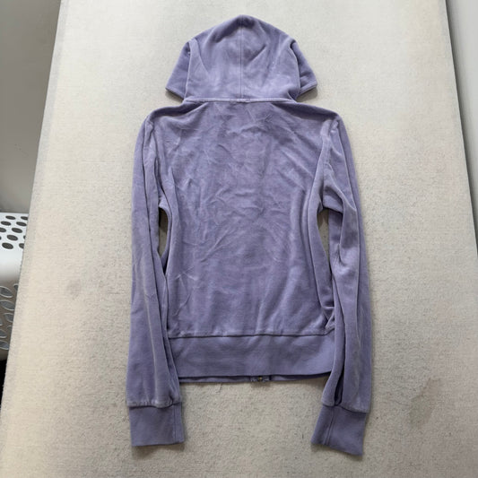Vintage Juicy Couture Women's Lavender Velour Full Zip Hoodie Loungewear Size L