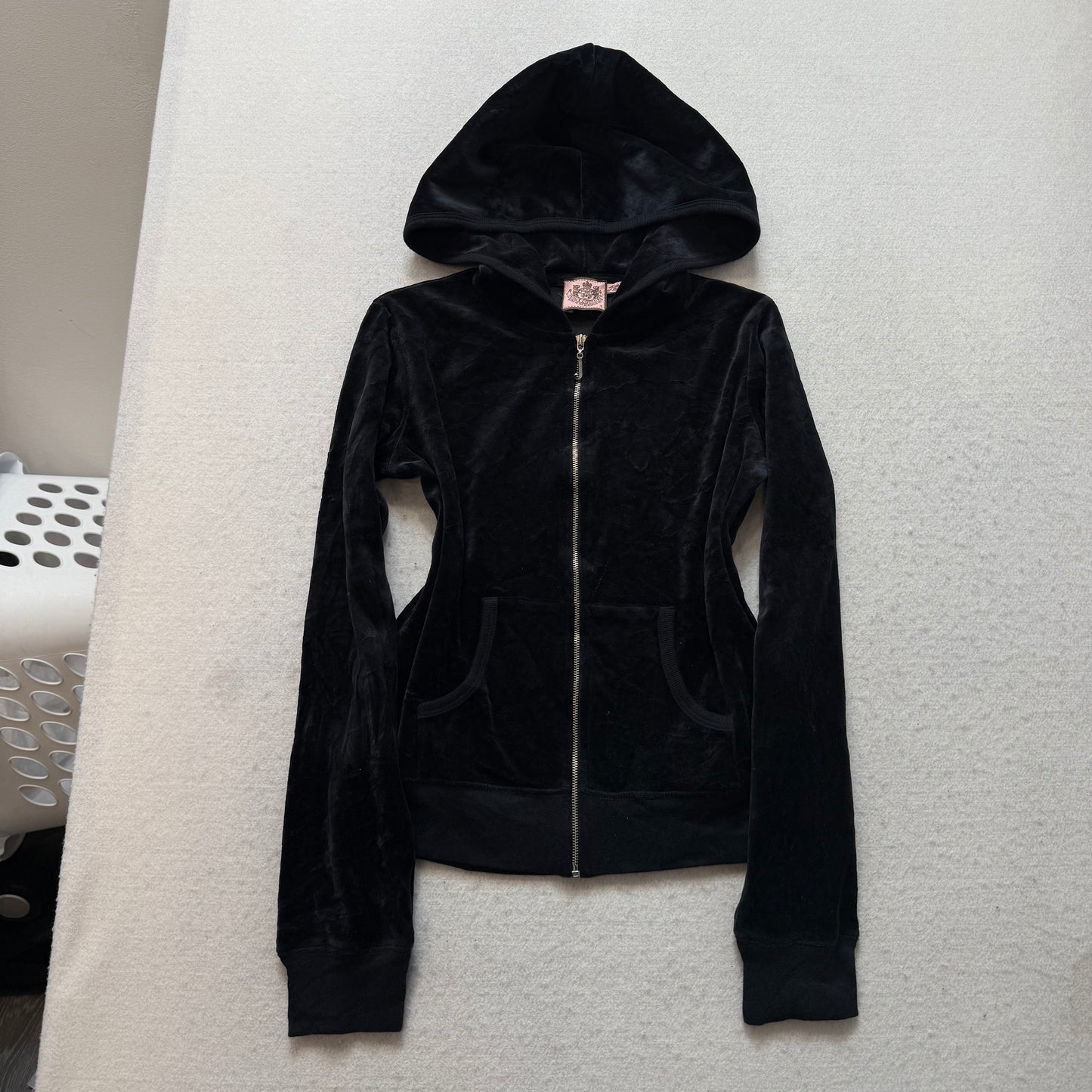 Juicy Couture Women's Black Tracksuit Set Zip Up Hoodie & Flared Pant Y2k Size S