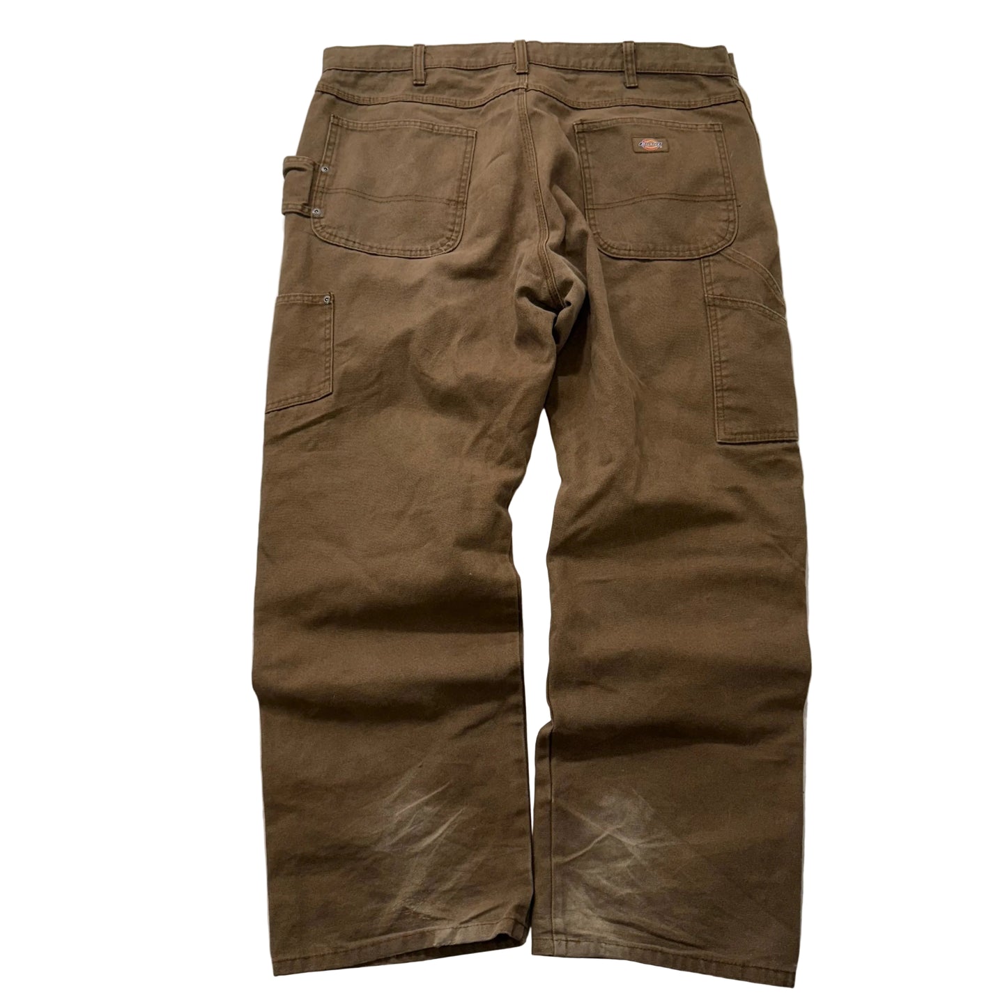 Dickies Men's Brown Cotton Wide Leg Baggy Carpenter Pants Hammer Loop Size 40