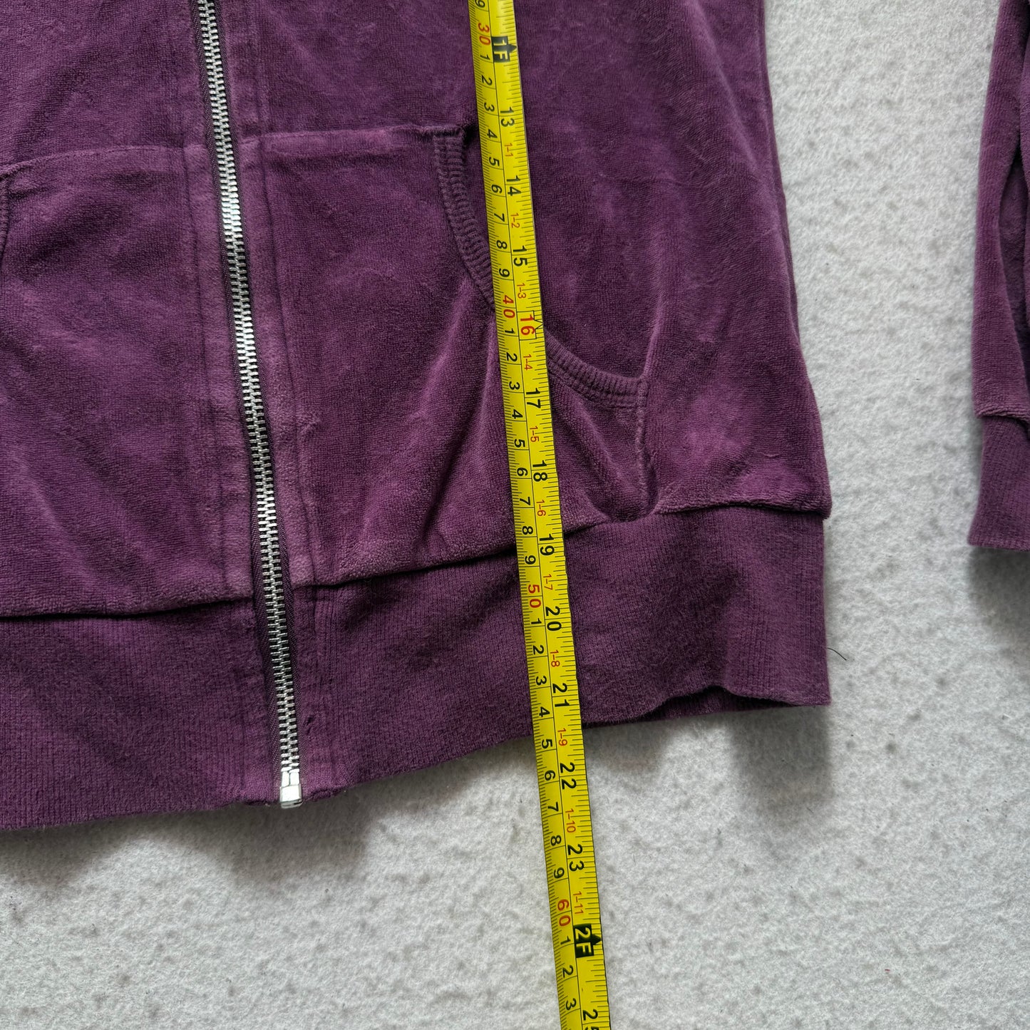 Vintage Juicy Couture Scottie Dogs Women's Deep Plum Velour Zip-Up Hoodie Size S