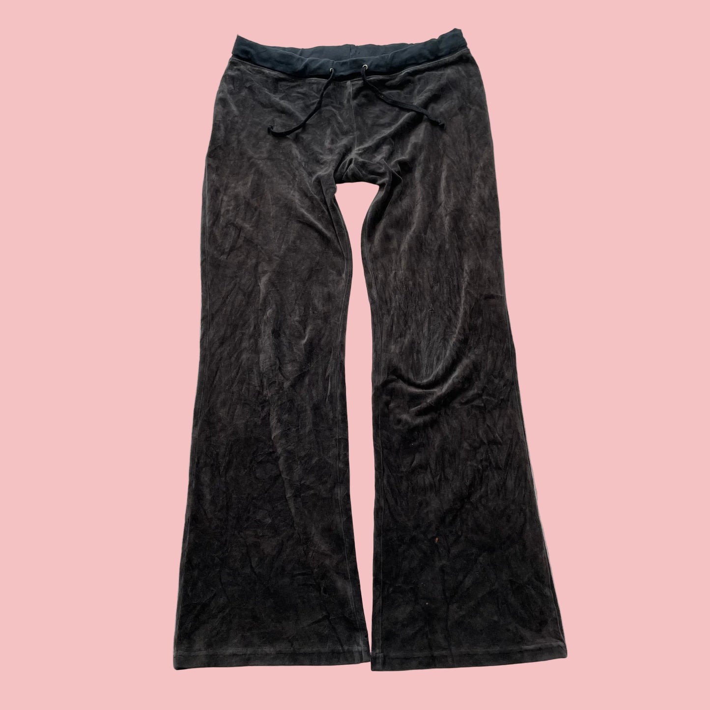 Vintage Juicy Couture Women's Deep Charcoal Velour Flared Leg Track Pant Size S