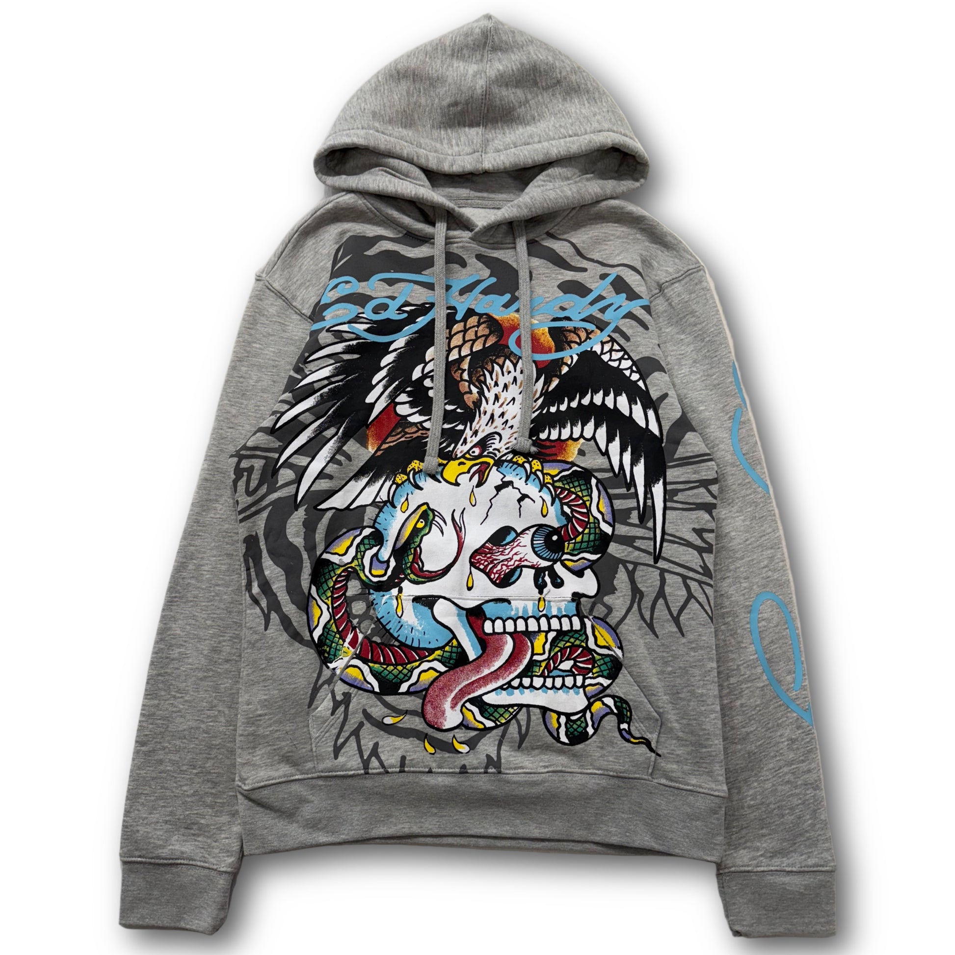 ED HARDY “Flying Skull” GREY PULLOVER HOODIE - Clean Curriculums 