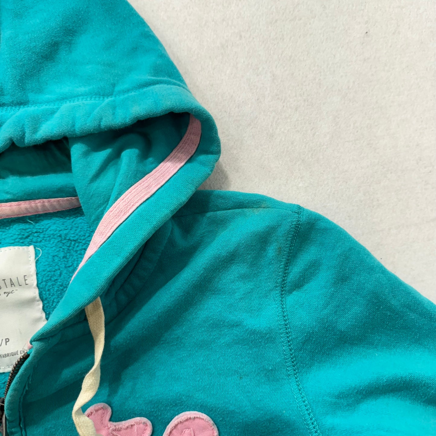 Aeropostale Teal Blue Embroidered Logo Full-Zip Hoodie Drawstring Classic Size S