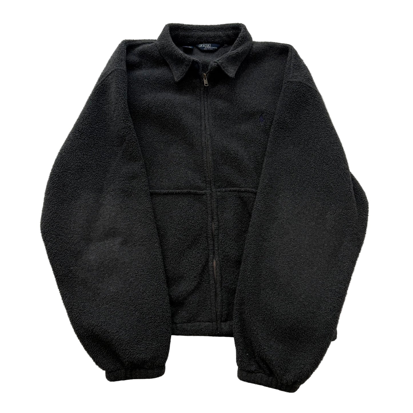 Polo Ralph Lauren Men's Dark Charcoal Full Zip Sherpa Fleece Jacket Boxy Size XL