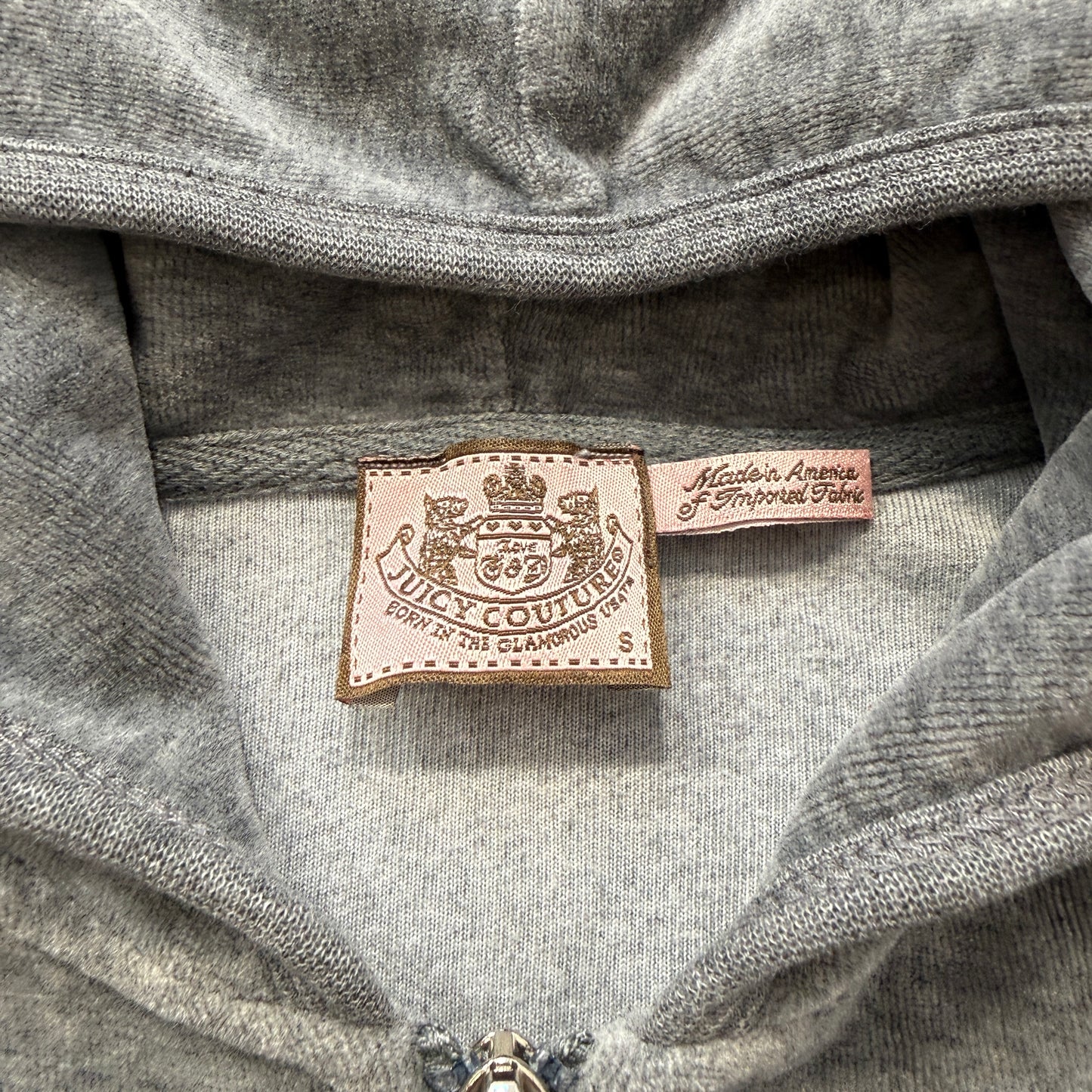 Vintage Juicy Couture Scottie Dogs Women's Gray Velour Zip-Up Hoodie Logo Size S