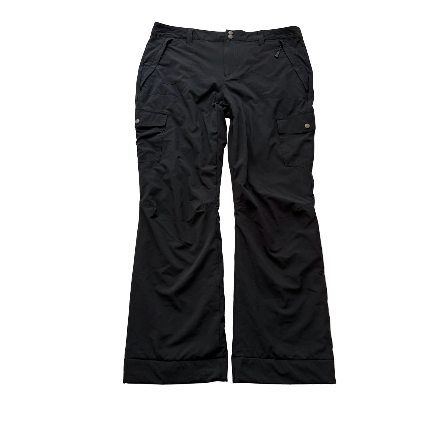 Eddie Bauer Travex Women Black Fleece-Lined Cargo Pant Snap Flap Pocket Size T14