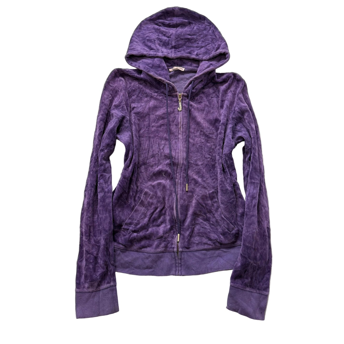 Juicy Couture Women's Purple Velour Zip Up Hoodie Loungewear Preppy Y2K Size XL