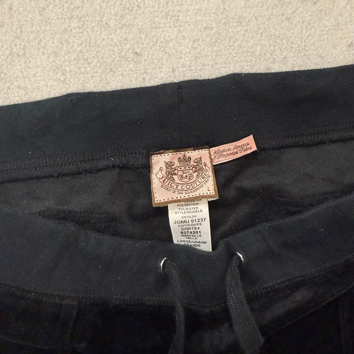 Vintage Juicy Couture Women's Black Velour Flared Track Pants Pockets Y2k Size L