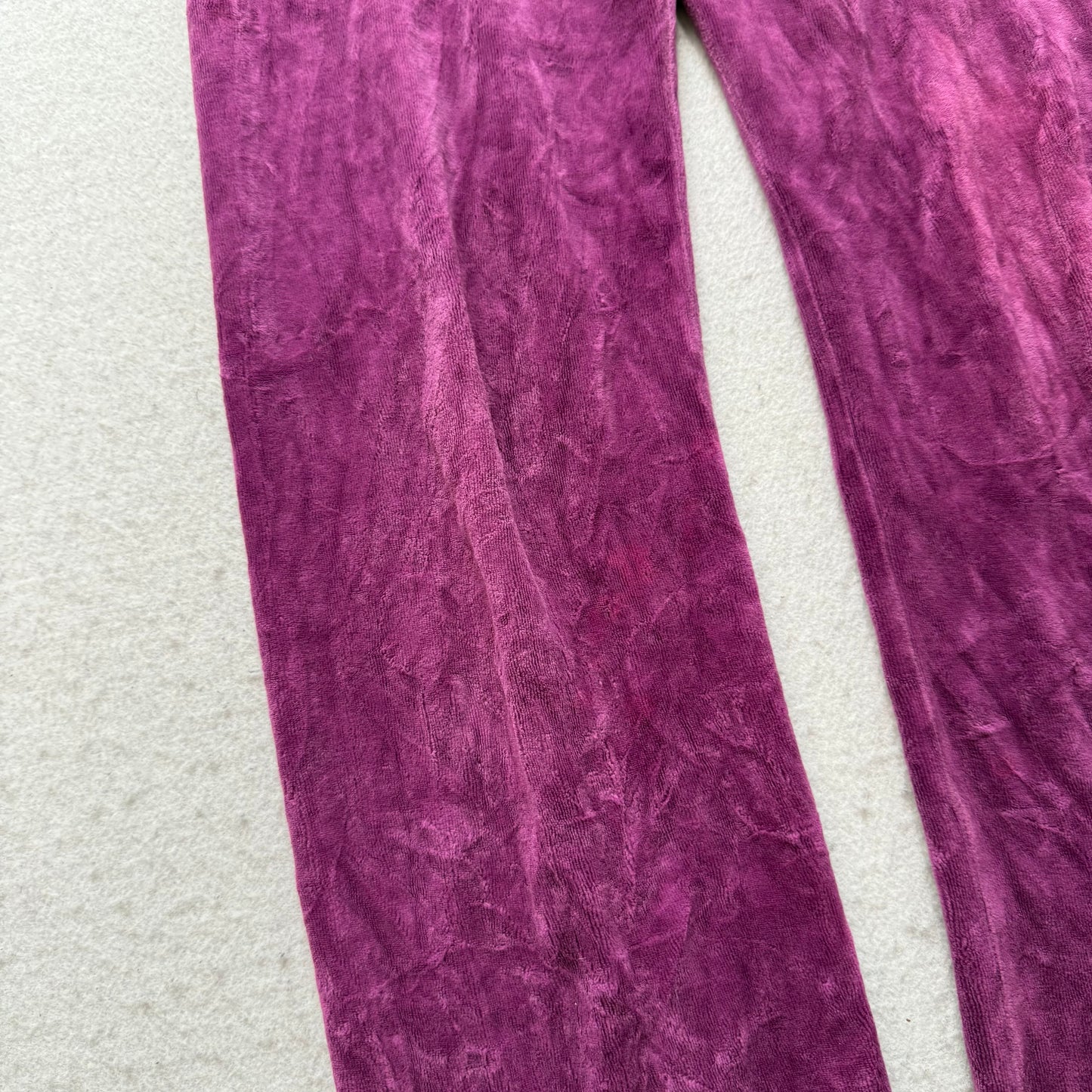 Juicy Couture Women's Deep Purple Velour Flare Track Pant Rhinestone Logo Size 7