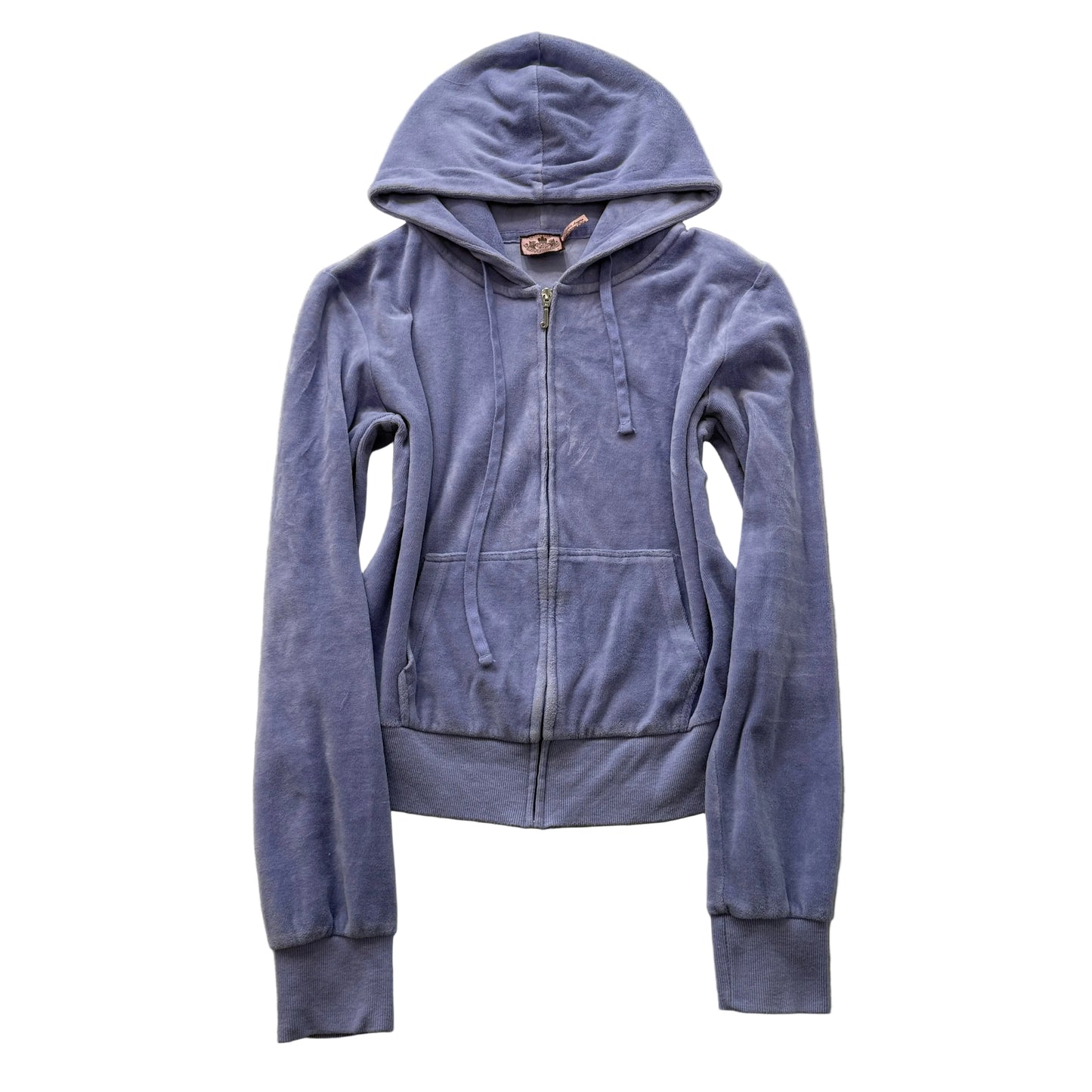 Vintage Juicy Couture Womens Light Purple Velour Zip-Up Hoodie Drawstring Size L