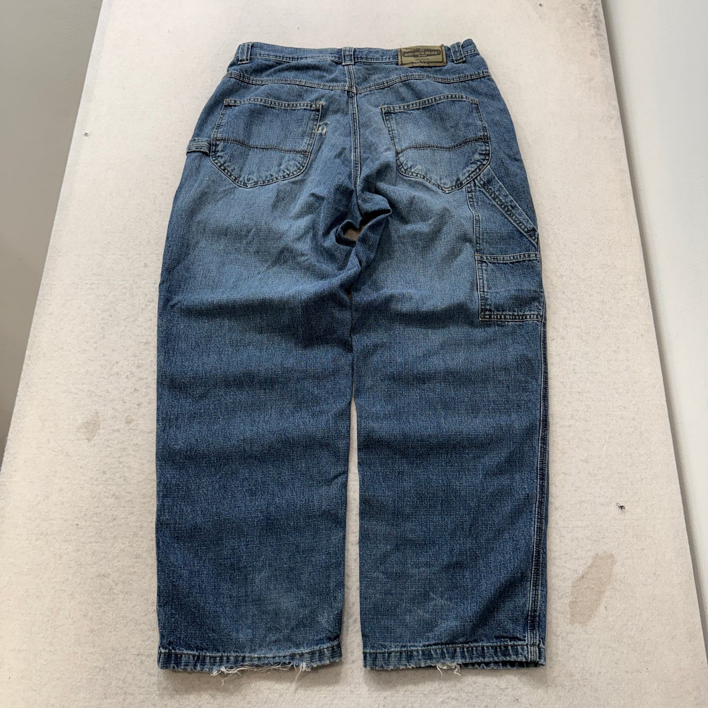 Anchor Blue Brand Men's Blue Wide Leg Carpenter Denim Jeans Workwear Size W34