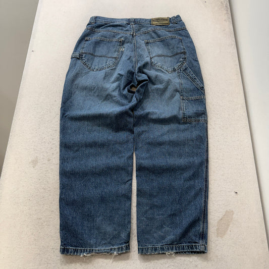 Anchor Blue Brand Men's Blue Wide Leg Carpenter Denim Jeans Workwear Size W34