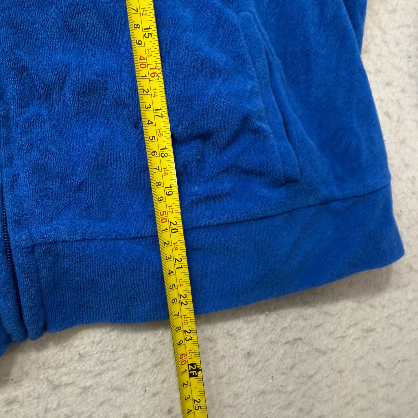 Juicy Couture Women's Royal Blue Velour Zip-Up Jacket Pockets Classic Size 3X