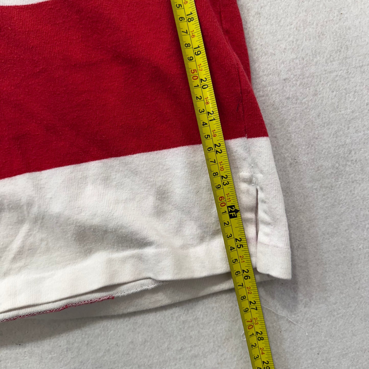 Polo Sport Ralph Lauren Red White Striped Cotton Polo Shirt Long Sleeves Size M