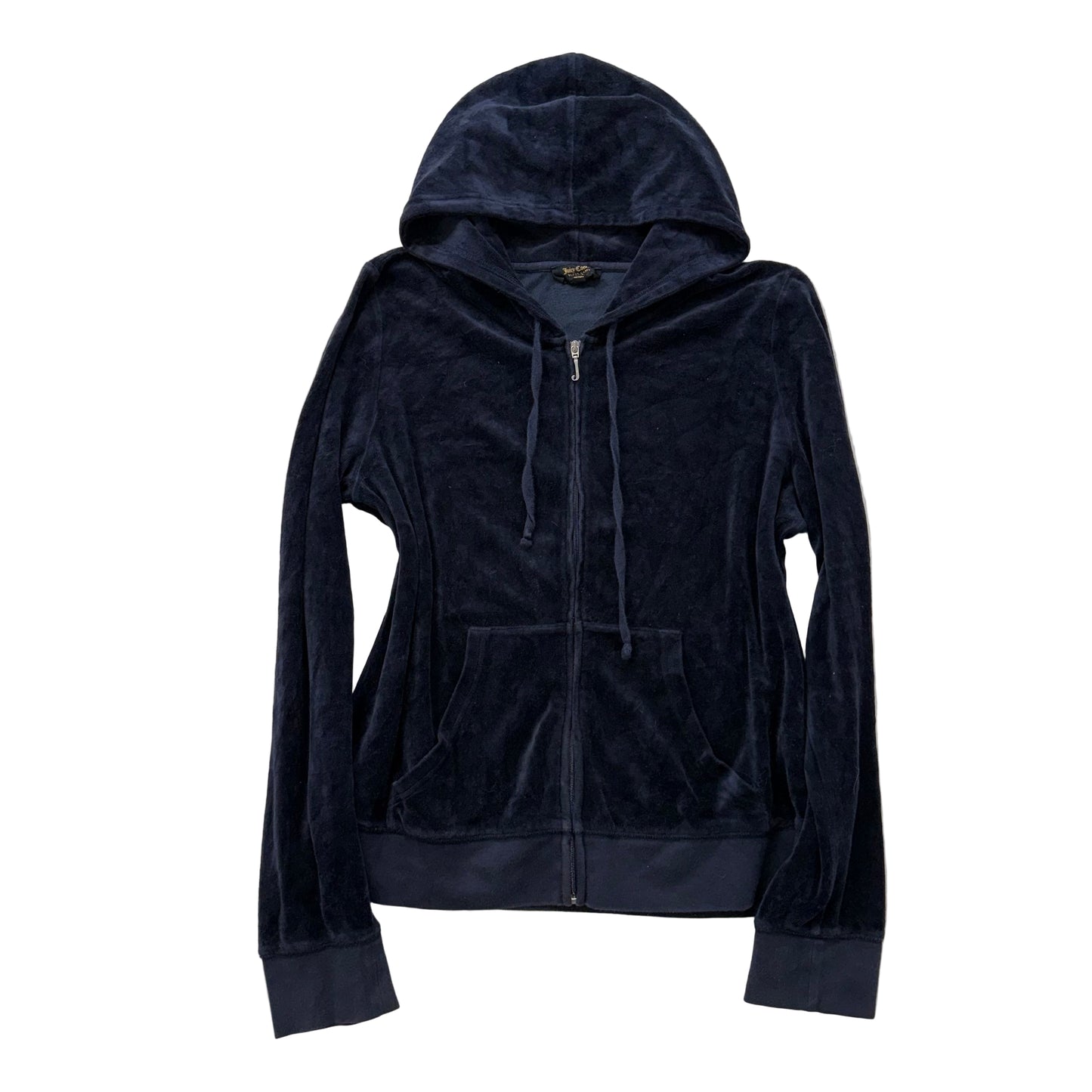 Vintage Juicy Couture Women's Navy Velour Full Zip Long Sleeve Hoodie Size XL