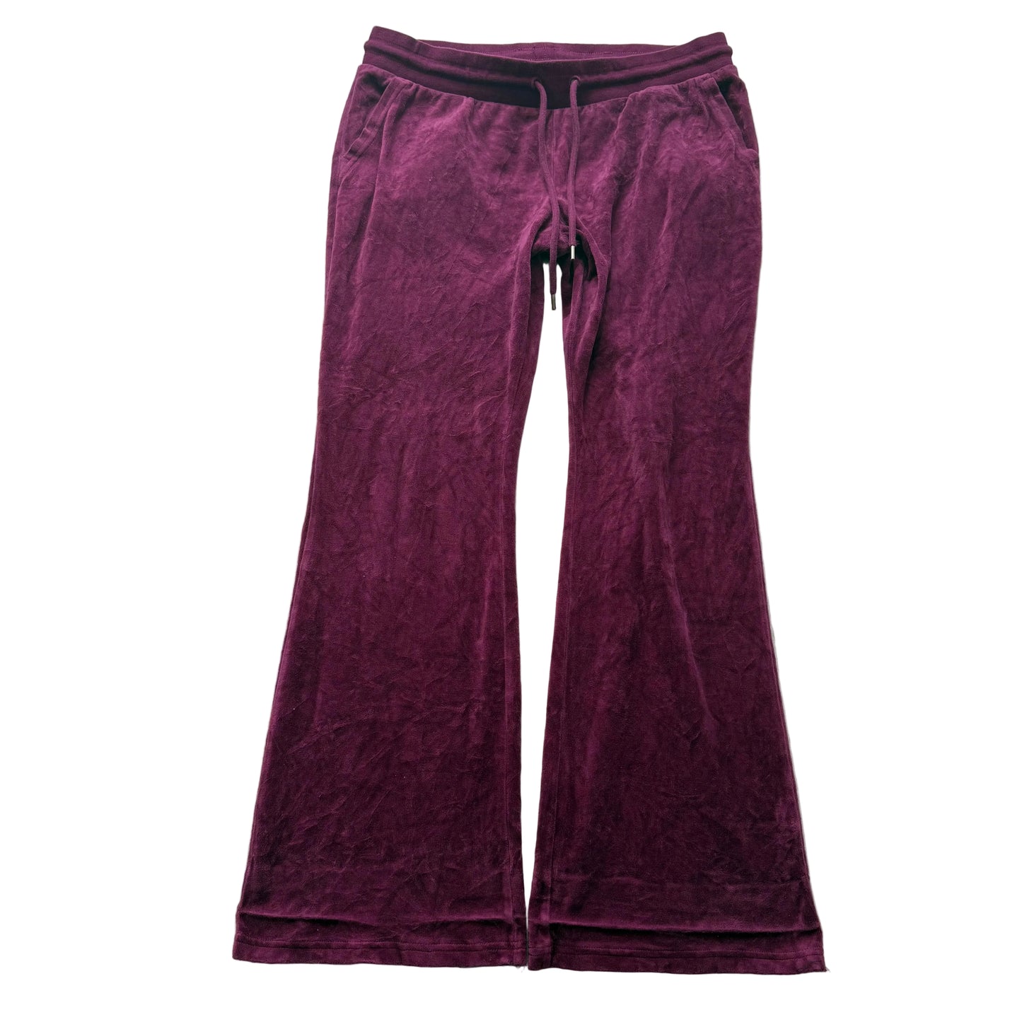 Vintage Juicy Couture Women's Plum Velour Wide Leg Flared Track Pants Y2K Size L