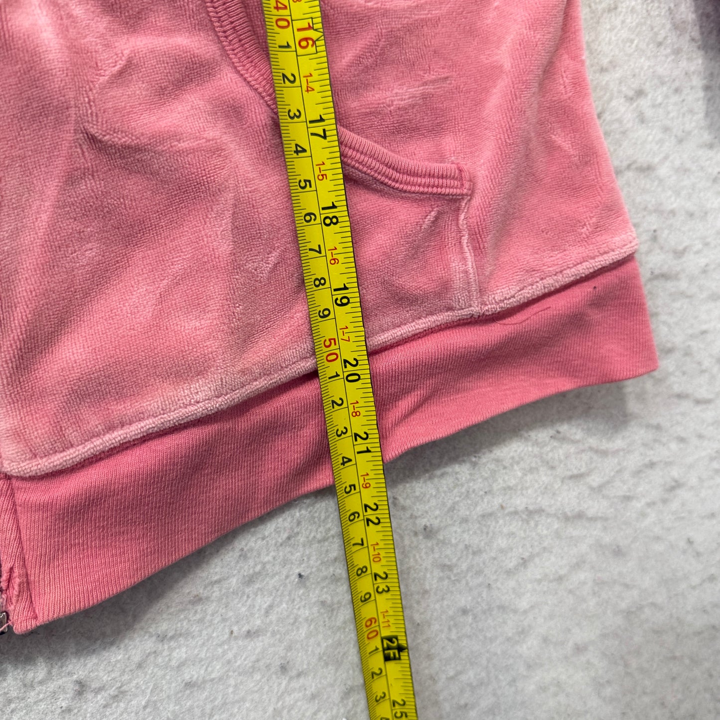 Juicy Couture Women's Rose Pink Velour Zip-Up Hoodie Pockets Loungewear Size M