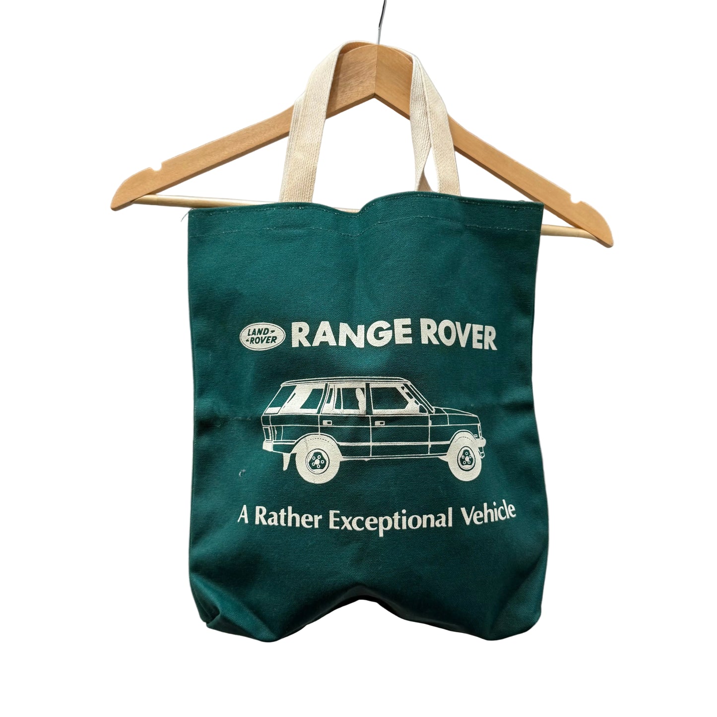 Rare 1980s Vintage Land Rover Range Rover Green White Canvas Tote Bag