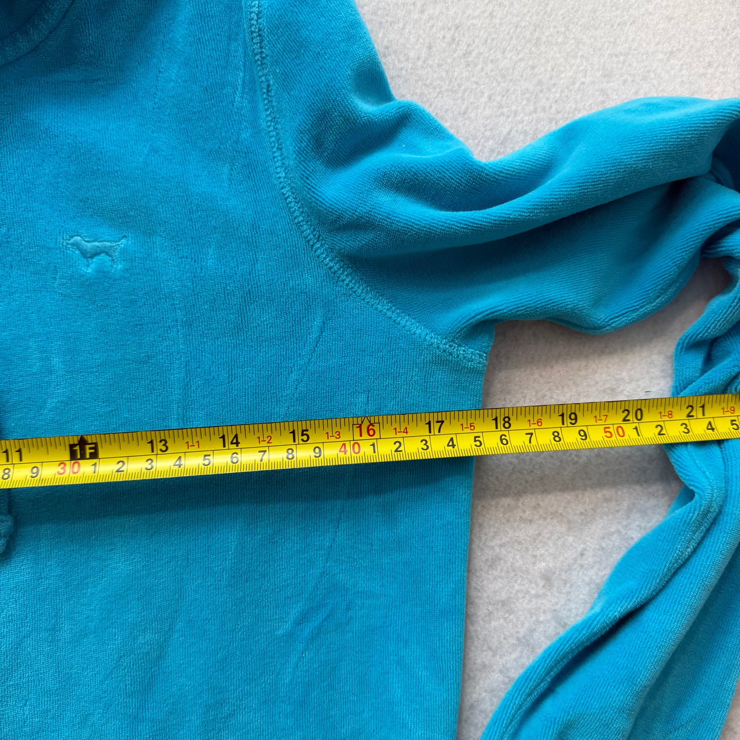 PINK Victoria's Secret Women Bright Cyan Velour Zip Up Hoodie Preppy Logo Size S