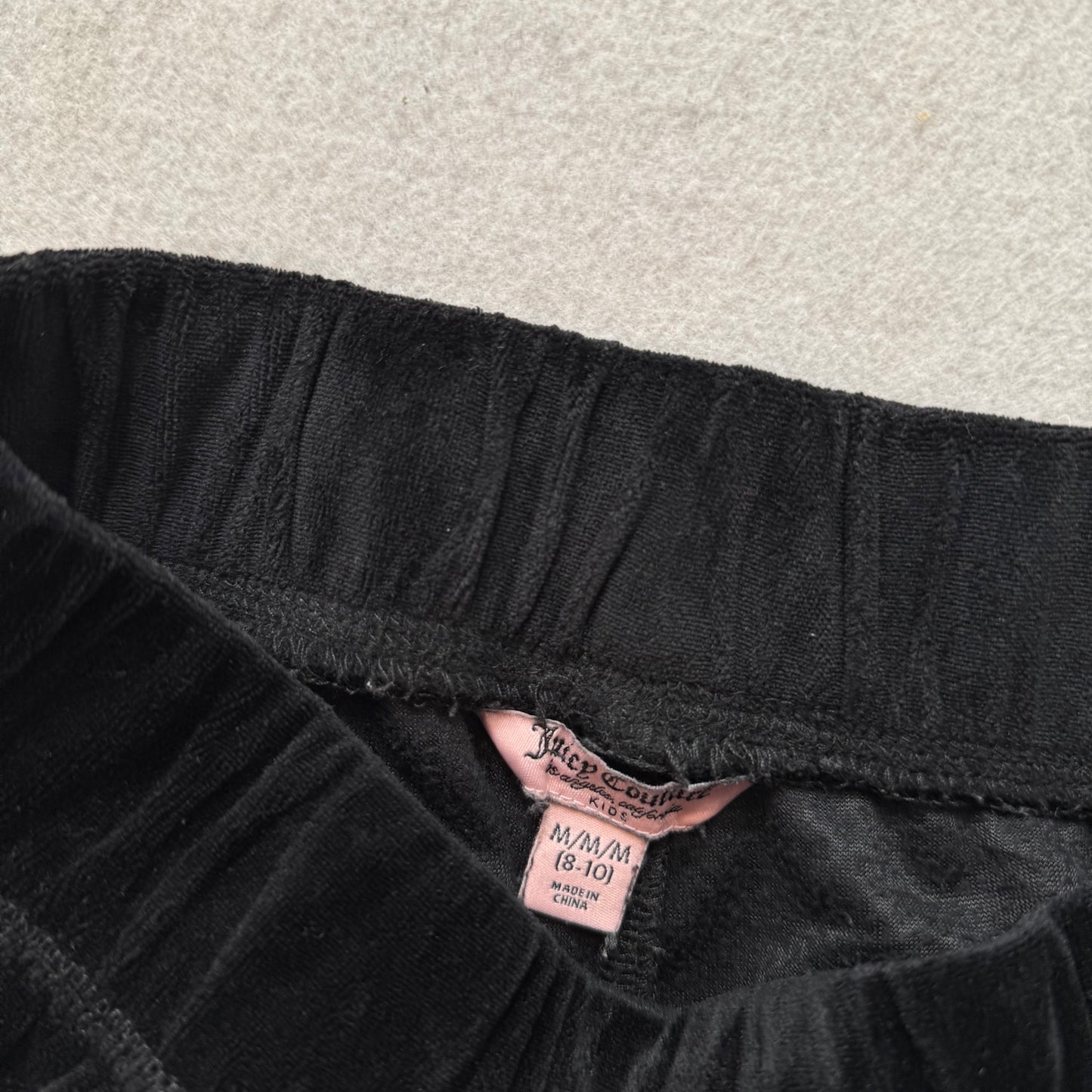 Juicy Couture Women's Black Velour Flared Track Pants Back Snap Pockets Size M