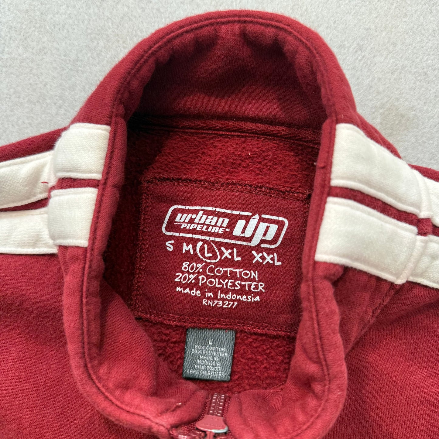 Urban Pipeline Men's Maroon Cotton Full Zip Training Jacket Slash Pockets Size L