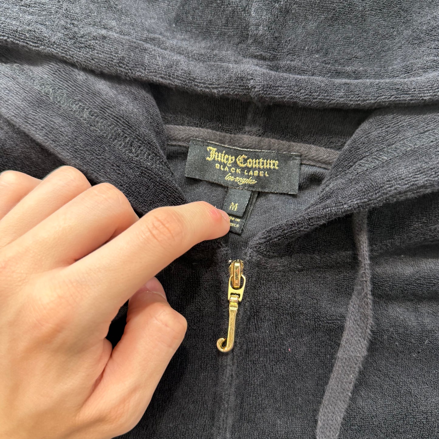 Vintage Juicy Couture Scottie Dog Women Black Terry Cloth Tracksuit Set Size M/S