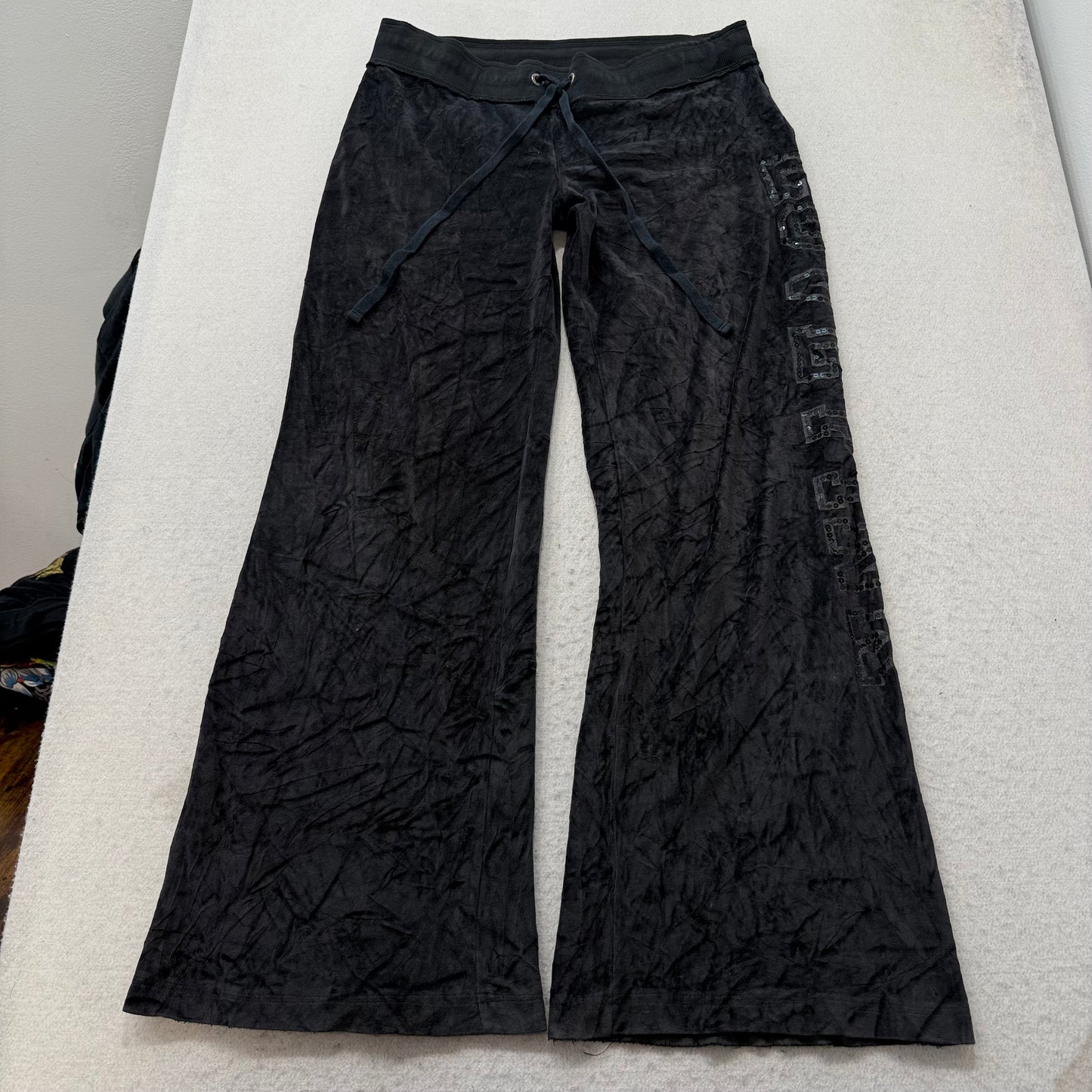 Victoria's Secret PINK Women Charcoal Velour Flared Track Pant Zip Pocket Size L