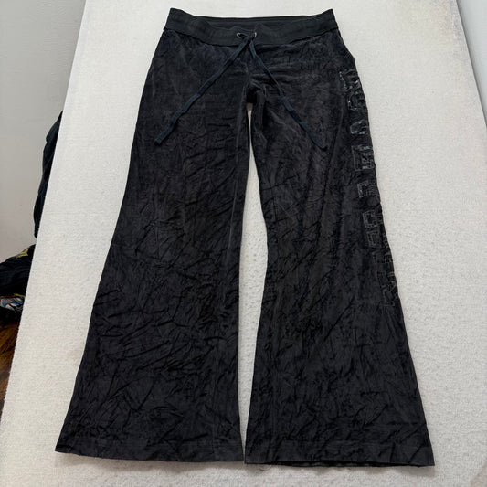 Victoria's Secret PINK Women Charcoal Velour Flared Track Pant Zip Pocket Size L