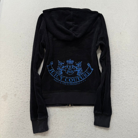 Vintage Juicy Couture Scottie Dog Women Black Terry Cloth Tracksuit Set Size M/S