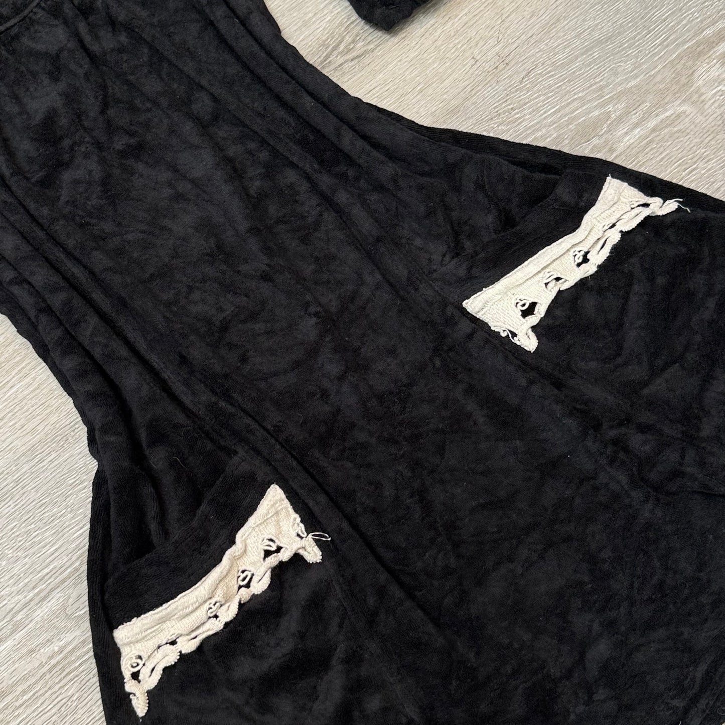 Juicy Couture Women's Black Terry Cloth Zip-Up Mini Dress Lace Loungewear Size P