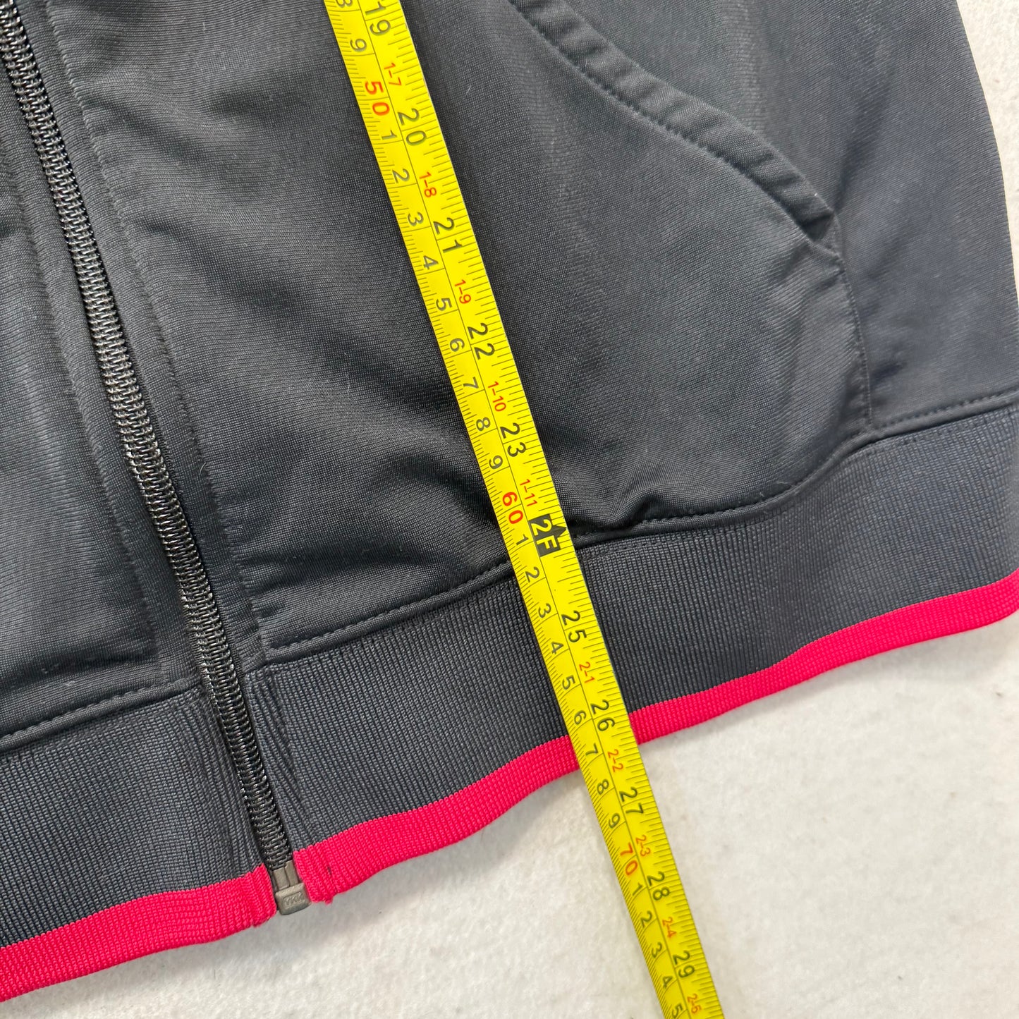 Nike Womens Black Full Zip Track Jacket Pink Gray Stripes Performance Y2k Size L