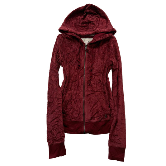 Hollister California Women's Marron Velour Zip-Up Hoodie Long Sleeve Y2k Size S