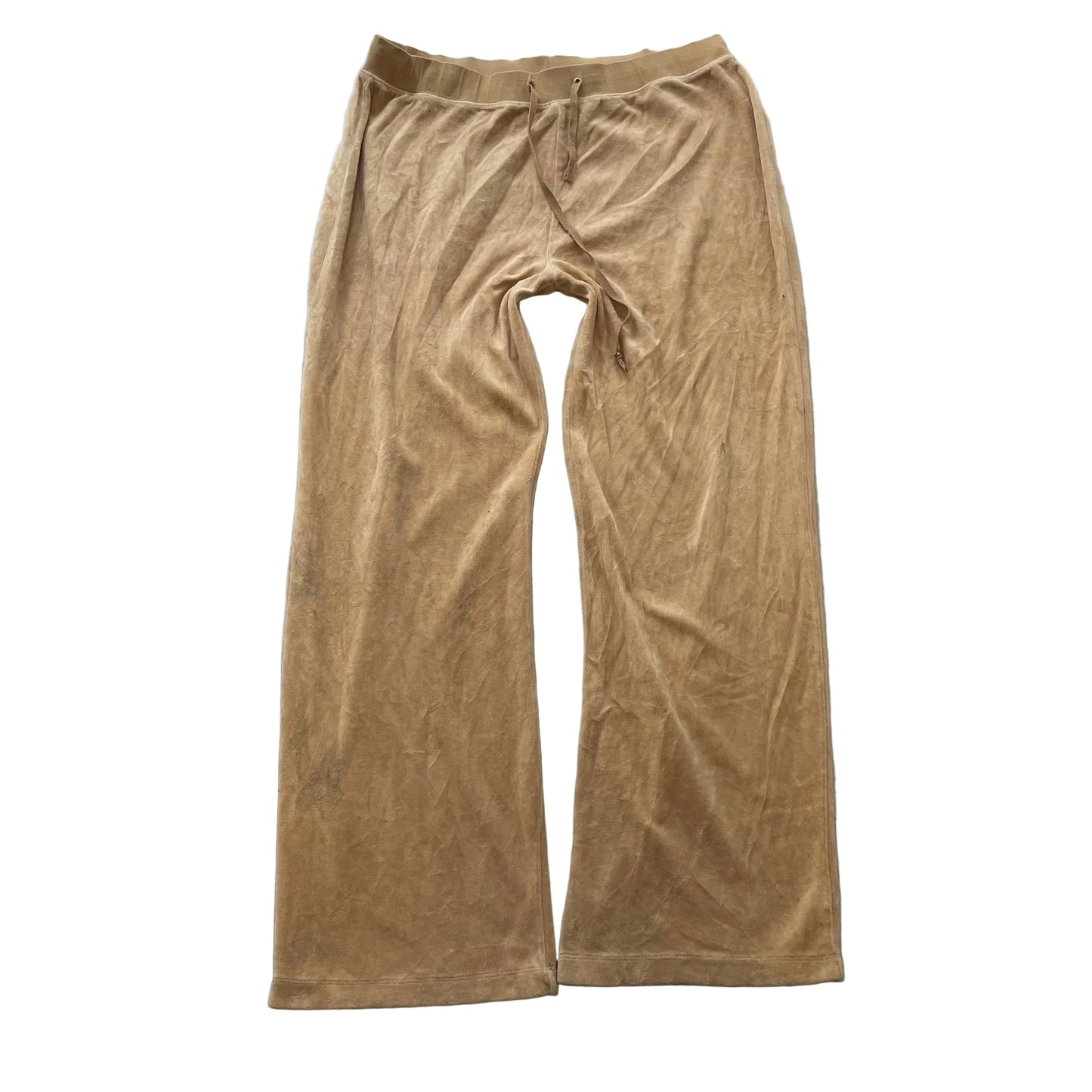 Juicy Couture Women's Camel Velour Flared Leg Track Pants Drawstring Size Y2K XL