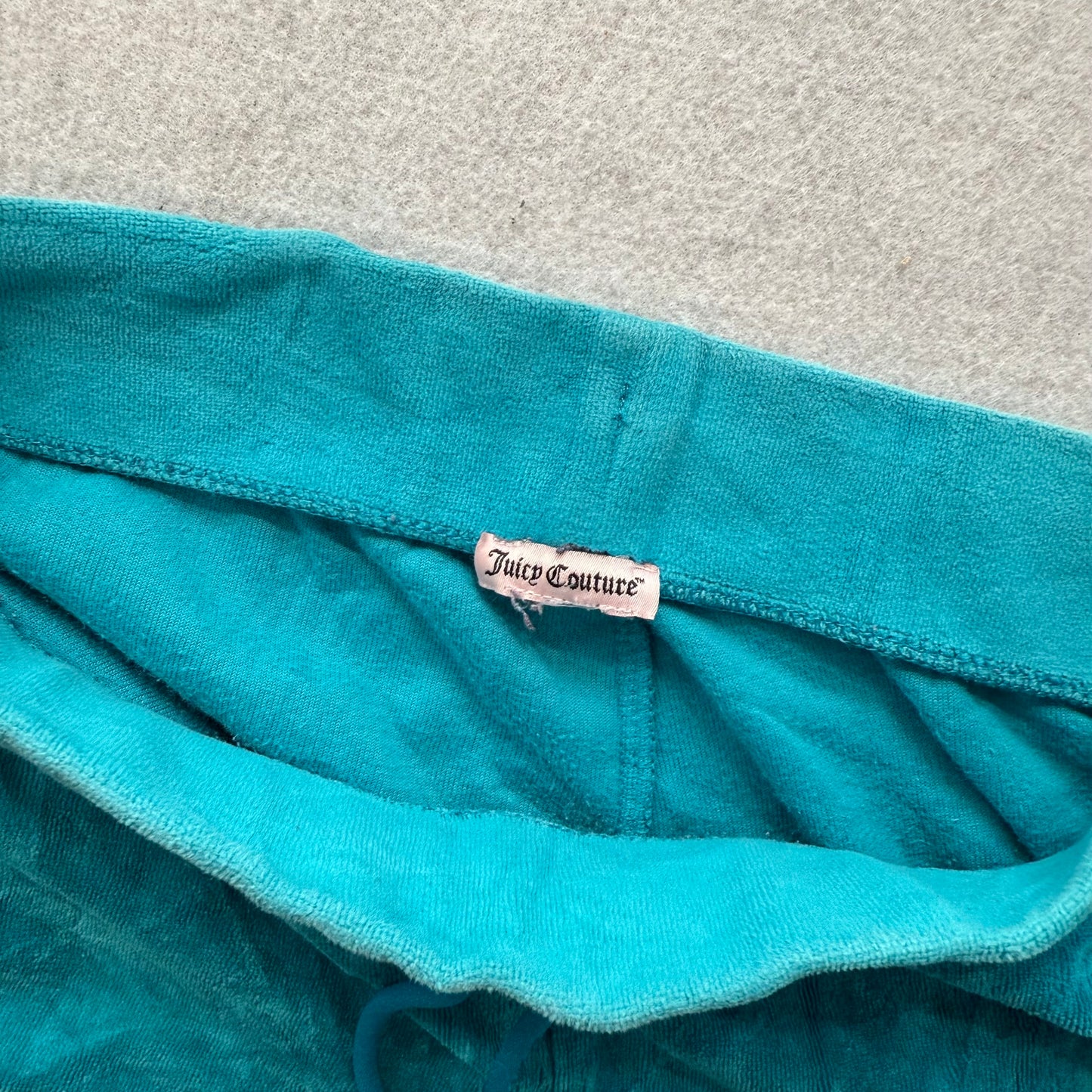 Juicy Couture Women's Teal Blue Velour Flared Track Pant Loungewear Y2K Size S