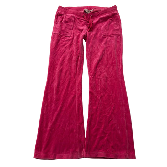 Vintage Juicy Couture Women Hot Pink Velour Flared Track Pant Flap Pocket Size L