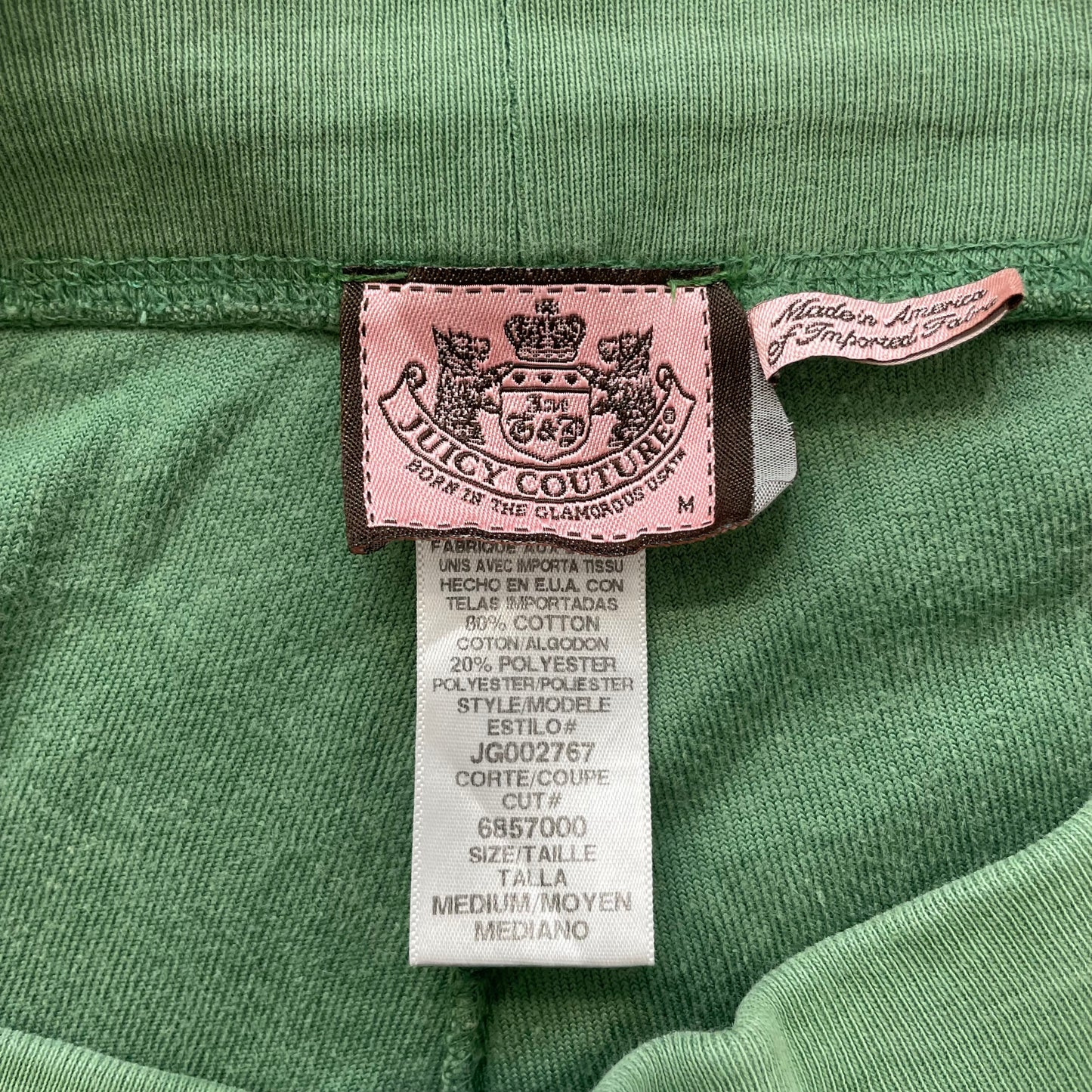 Juicy Couture Womens Green Velour Flared Track Pant Drawstring Loungewear Size M