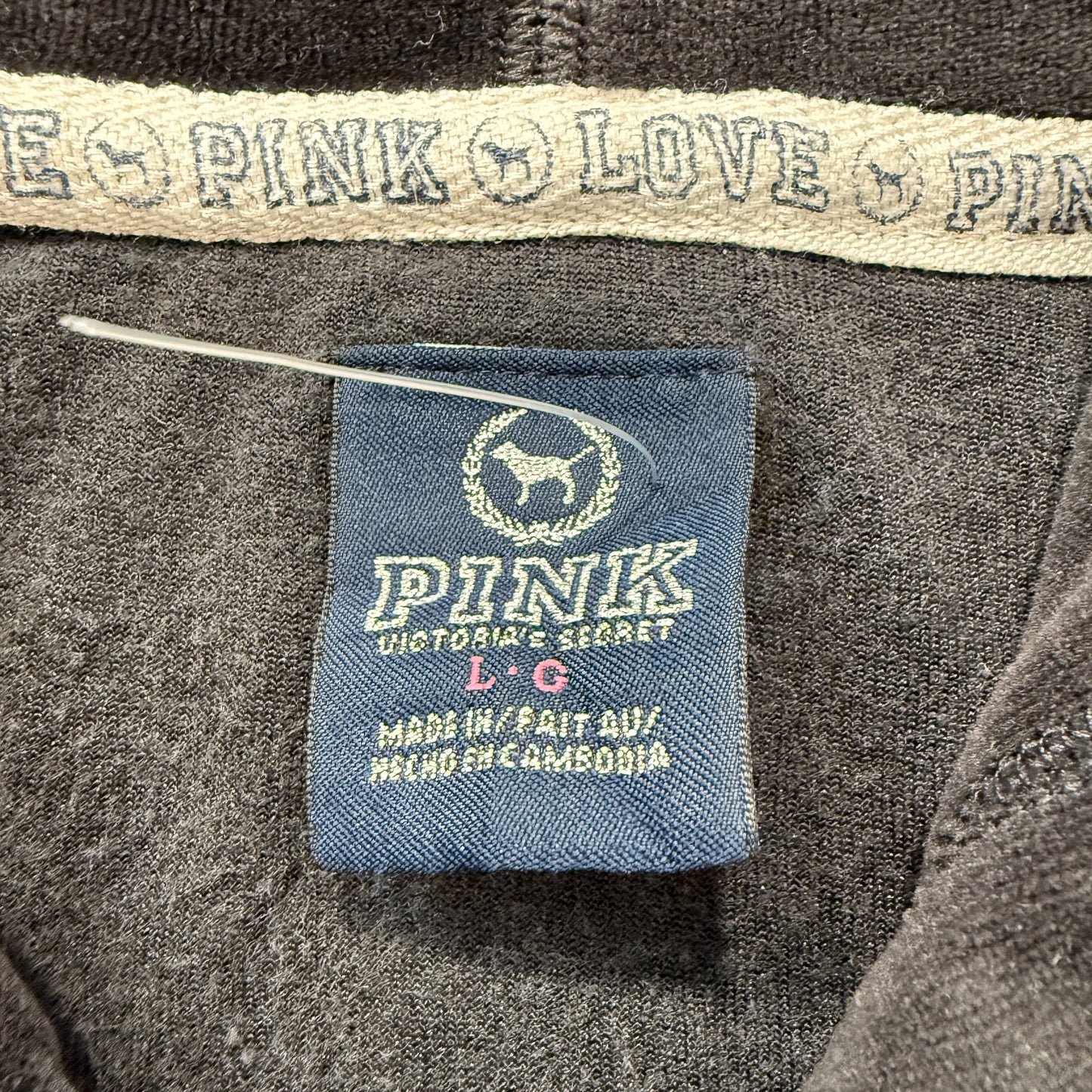 Victoria's Secret PINK Women's Black Velour Tracksuit Set Hoodie & Pants Size L