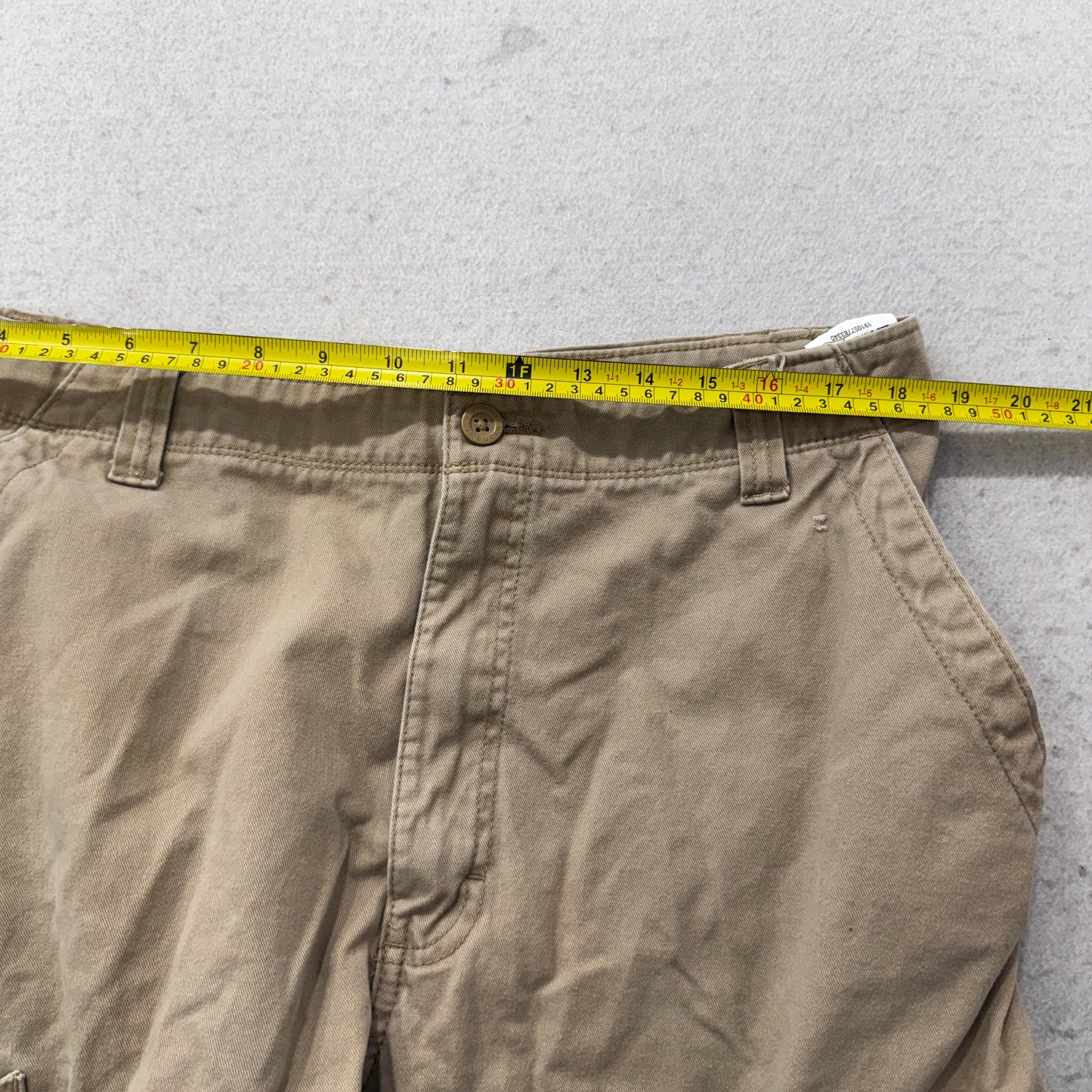 Wrangler Men's Khaki Cotton Relaxed Fit Cargo Pants Distressed Pocket Size 38x32
