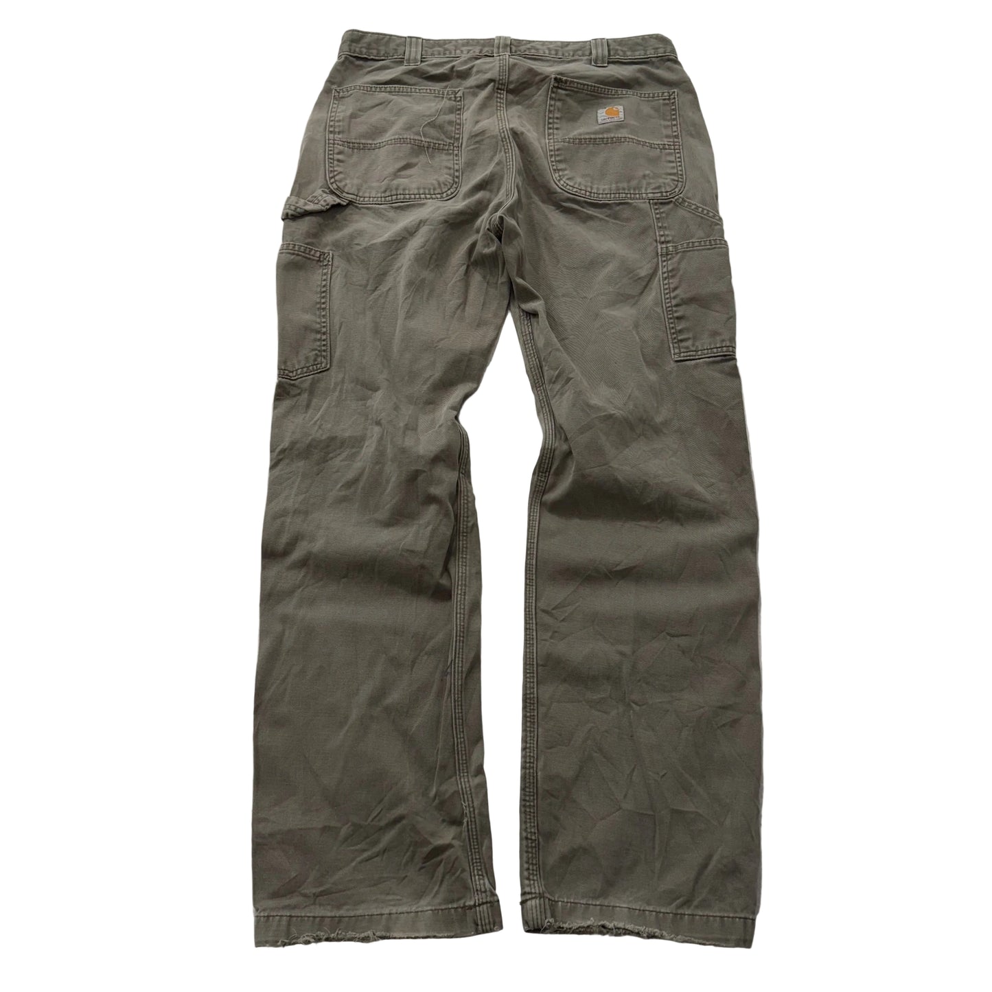 Carhartt Men's Army Green Straight Leg Dungaree Pant Utility Pockets Size 34