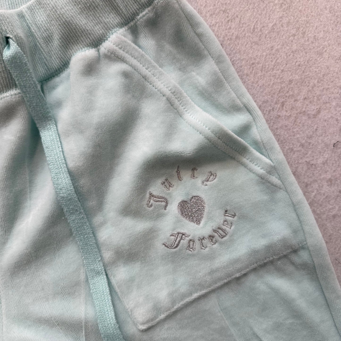Juicy Couture Forever 21 Women's Mint Velour Flared Track Pant Rhinestone Size S