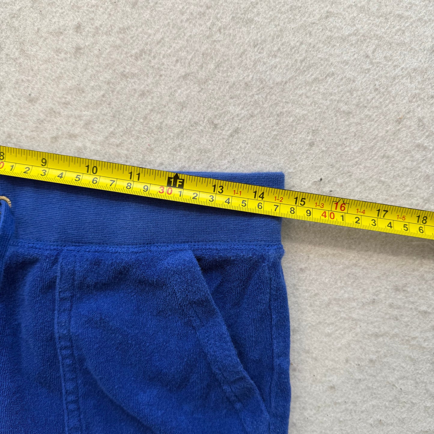 Juicy Couture Women Cobalt Blue Terry Cloth Flared Track Pant Back Pocket Size S