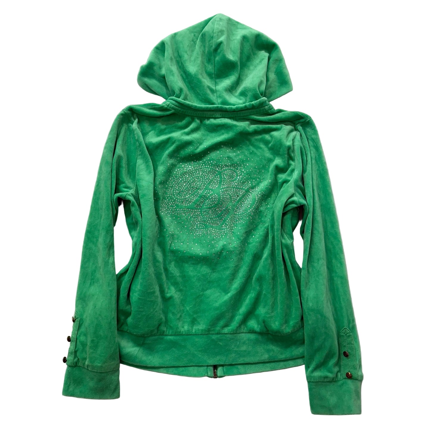 Baby Phat Women's Green Velour Zip-Up Hoodie Rhinestones Classic Fit Size 1X