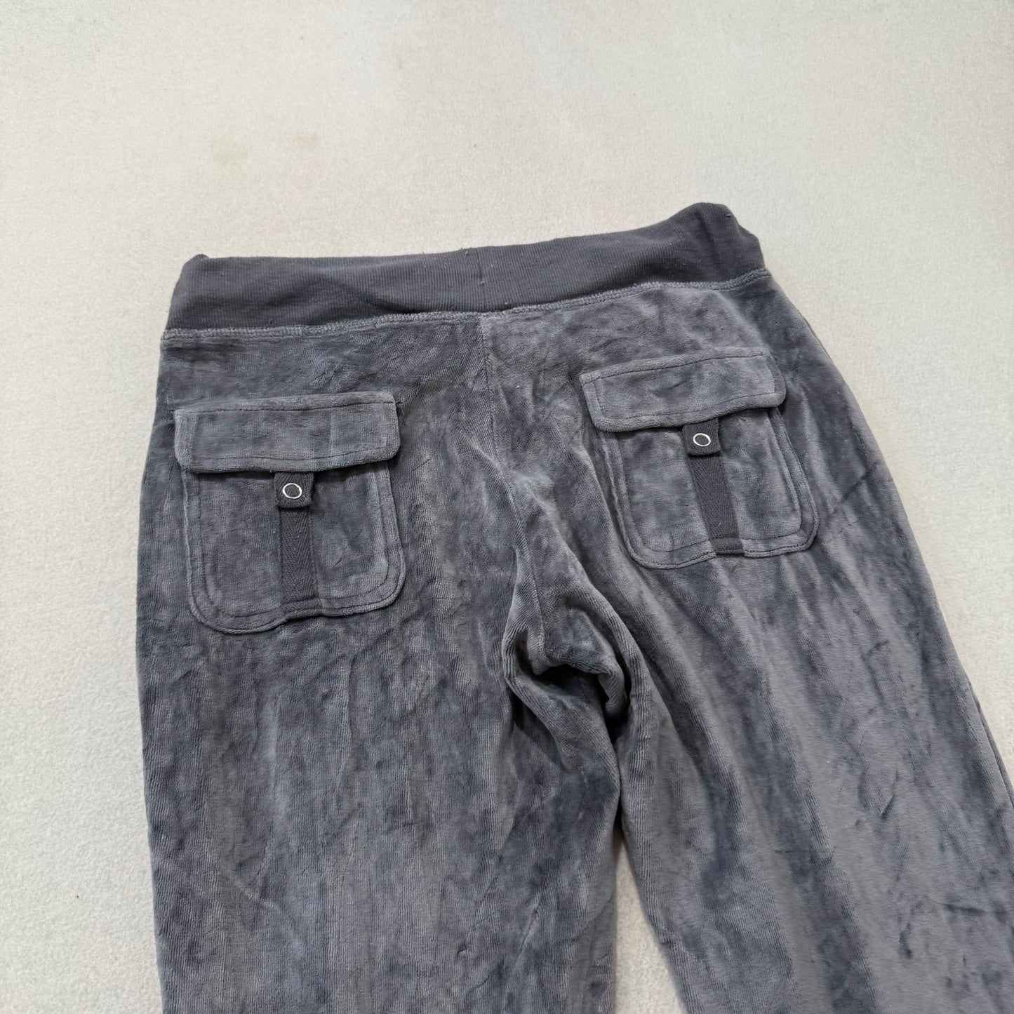 Vintage Juicy Couture Women's Graphite Gray Flared Track Pant Flap Pocket Size S