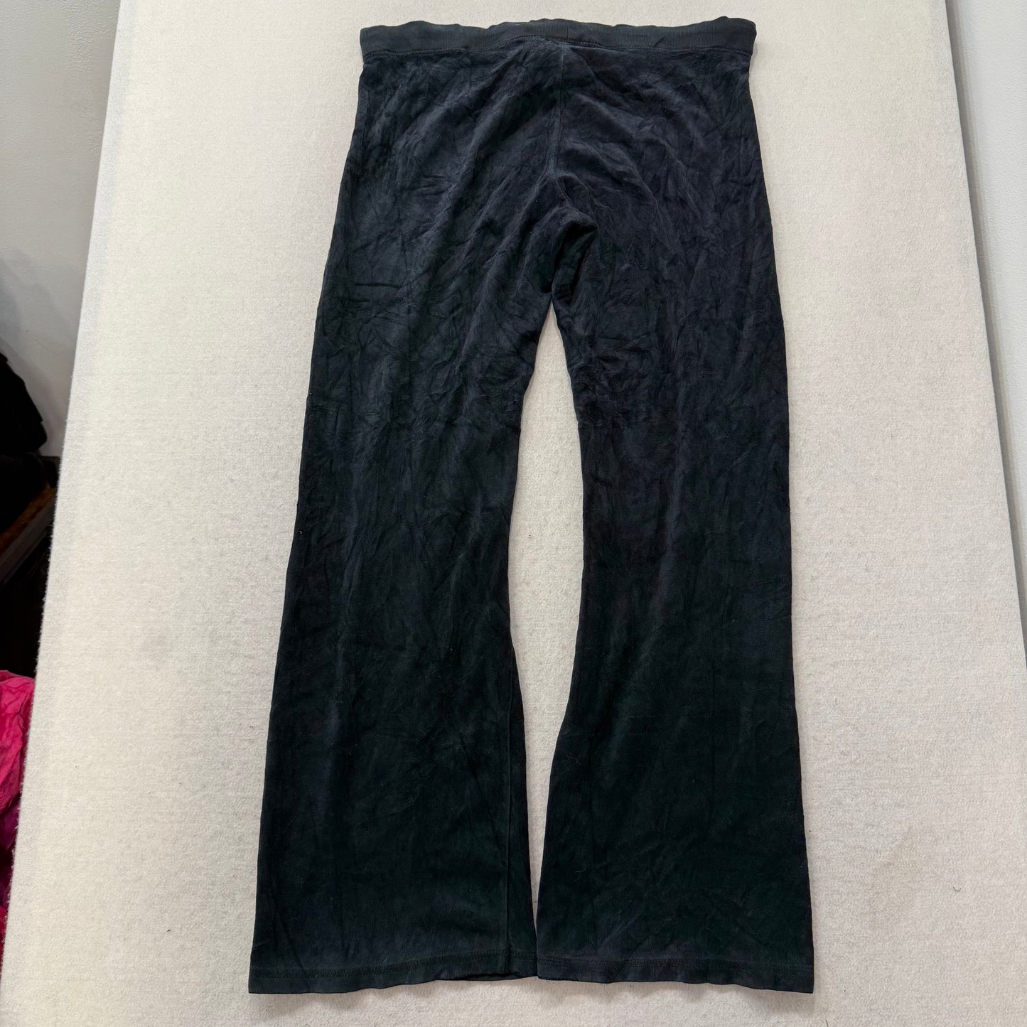 Juicy Couture Women's Black Velour Flare Track Pant Drawstring Loungewear Size M