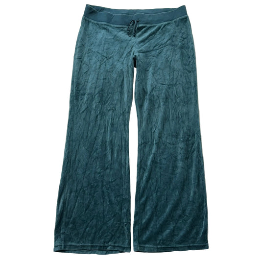Vintage Juicy Couture Women's Teal Flared Wide Leg Track Pant Loungewear Size L
