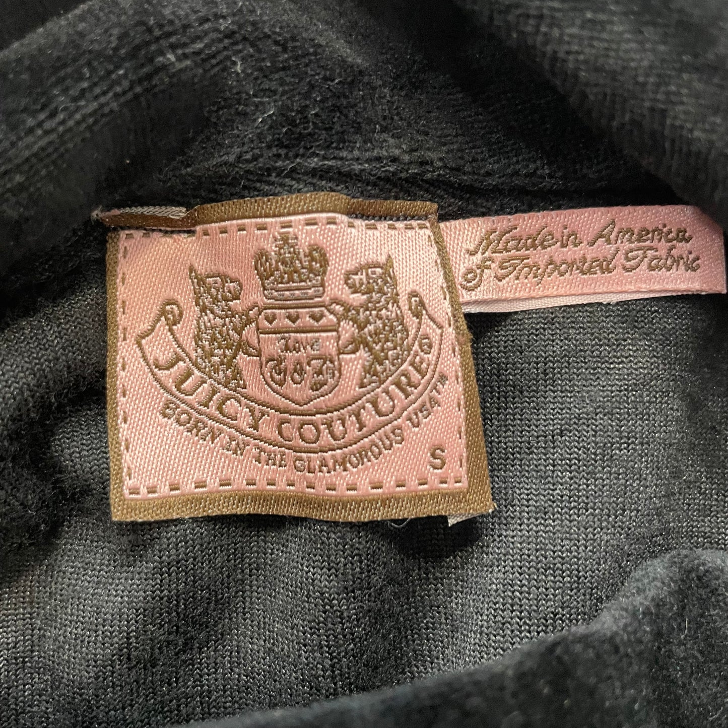 Vintage Juicy Couture Scottie Dogs Women Black Velour Zip-Up Track Jacket Size S