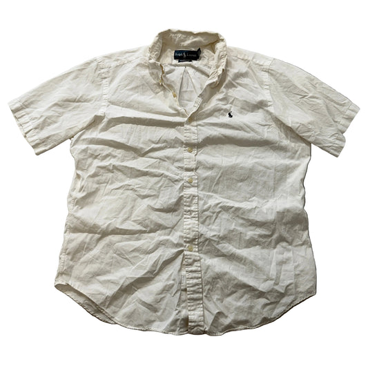 Polo Ralph Lauren Men's White Button-Up Shirt Short Sleeve Classic Fit Size L
