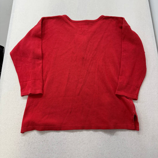 Abercrombie & Fitch Women's Red Ribbed Cotton Sports Jersey Henley V-Neck Size S